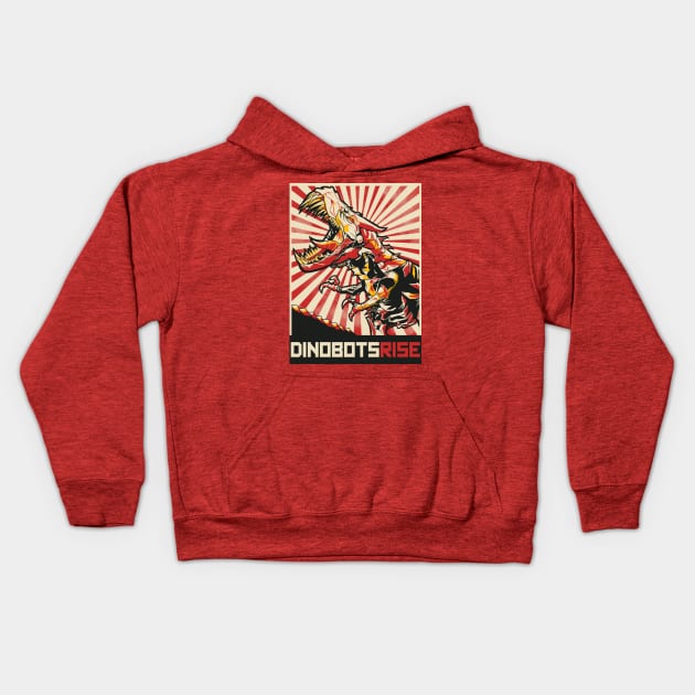 Dinobot Propaganda Kids Hoodie by juanotron